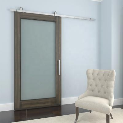 China Modern Wholeset Primed Mirror Doors Hotel Bathroom Sliding Barn Door With Mirror Insert for sale