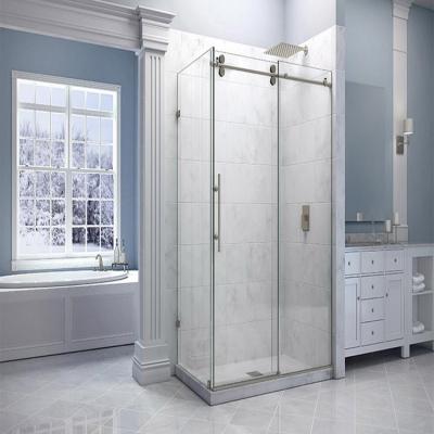 China Modern Simple Free Standing Glass Enclosure Reversible Glass Sliding Shower Room For Bathroom for sale