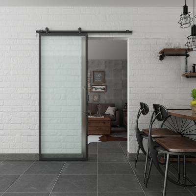 China Sliding Customize Iron Carbon Steel Metal Door Black Hardware Framed Glass Sliding Barn Door Hardware for sale