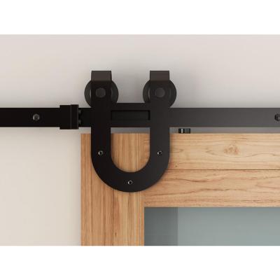 China DIY Installation Carbon Steel Sliding System Black Decorative Horseshoe Sliding Door Hardware for sale