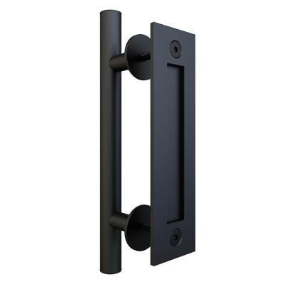 China Modern H Shape Carbon Black 12" Steel And Flush Sliding Barn Door Pull Handle for sale