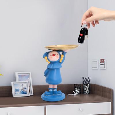 China Eclectic Dreamy Pout Girl Receptionist Candy Dish Door Key Storage Living Room Dining Fruit Dish Decoration for sale