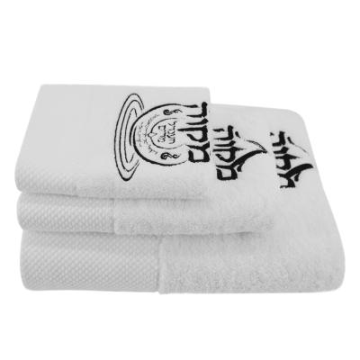 China Wholesale Child Safe Luxury 100% Cotton Hotel And Spa White Towel Set With Embroidery for sale