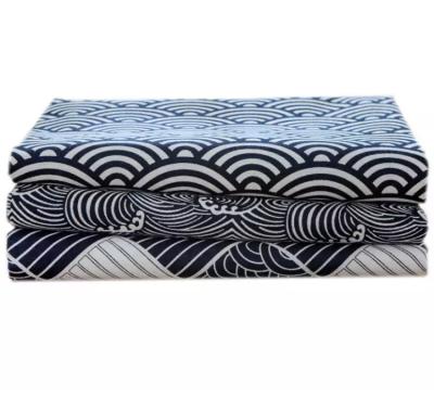 China Great Hope Waterproof Navy Blue Pattern Printed Cotton And Linen Japanese Table Cloth For Dining Room for sale