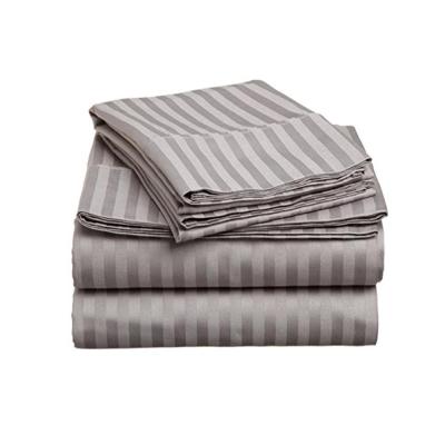 China Nondisposable Wholesale Hot Sale Cotton High Expectancy Single Stripe Bed Sheet Set For Hotel And Home Used for sale