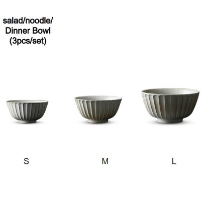 China Viable hot sale large bowl for restaurant ceramic salad bowl for home kitchen stone pattern porcelain serving bowl for sale