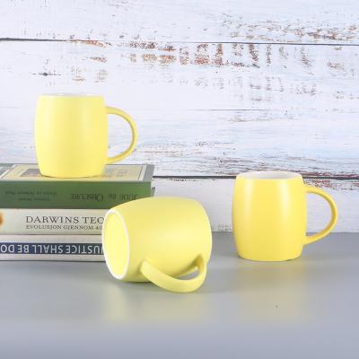 China Durable cost effective durable morandi color bottom matte matte glazed 450ml sublimation ins ceramic mug with anti-scalding handle for sale