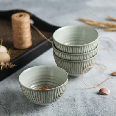 China Pottery Deep Soup Bowl Large Retro Style Props Double Ear Shot Tableware Viable Custom Made Japanese Raw Simple Ceramic Rope Handle for sale