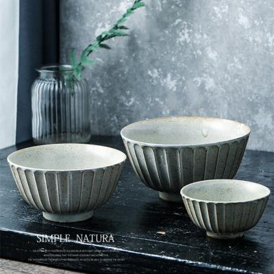 China 8 Inch Japanese Style Japanese Style Viable Antique Ceramic Bowl Japanese Ceramic Bowl Round Porcelain Fire Resistant Noodles Wire Hor for sale