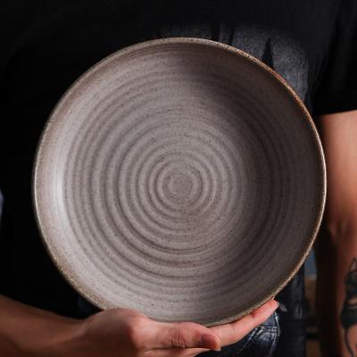 China Eco-friendly Hot Selling Big Bowl for Restaurant Ceramic Salad Bowl for Home Kitchen Stone Pattern Porcelain Serving Bowl for sale