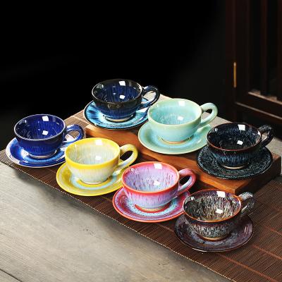 China Disposable European royal luxury colorful tea cups ceramic coffee cup coffee tea set with dish coffee tea cups with dish for sale