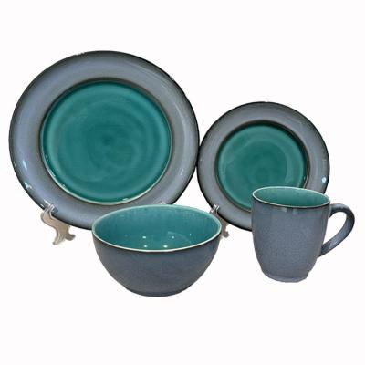 China Sustainable Wholesale Fine Porcelain Dinnerware Set Luxury Dinnerware Glaze Reactive Dinner Sets Ceramic for sale