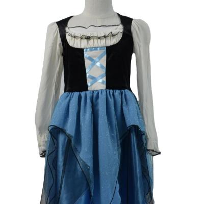 China 2020 carnival party costume fashion holloween blue mesh polyester magic witch child costumes for sale