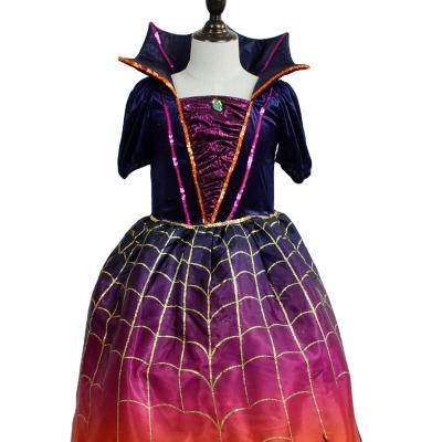 China Carnival Party Costume 2022 Halloween Party New Designed Rainbow Spider Web Dress Up Witch Kids Costumes for sale