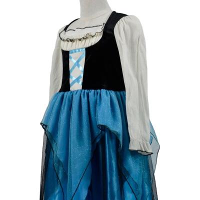 China Carnival Party Costume Halloween Polyester Blue Magic The Last Sheath Long Carnival Maid Costumes for sale