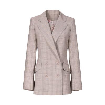 China 2021 New Arrivals Plaid Lounge Ladies Suit Ladies Breathable Double Breasted Blazer for sale