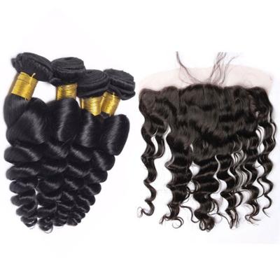 China Loose Wave Mink Brazilian Extension Human Weave Raw with Closure Wave Virgin Hair Headband and Frontal Deep Loose Bundles Hair for sale