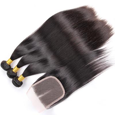 China Wholesale Unprocessed Silky Straight Virgin Human Hair 100% Natural Brazilian Remy Hair 4x4 Lace Closure Straight for sale