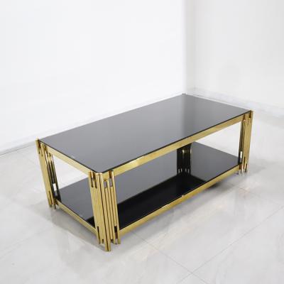 China Modern High Quantity Long Console Table Stainless Steel Glass Top Console Indoor Furniture for sale