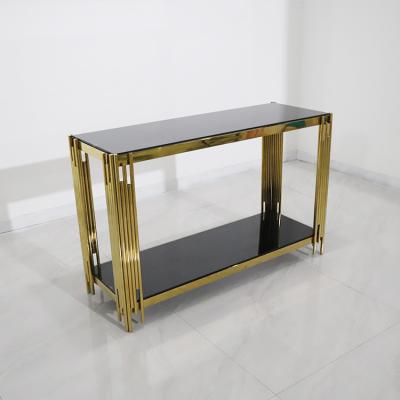 China Modern Luxury Design Side Table Set Modern Home Furniture Rectangle Stainless Steel Tea Console Table for sale