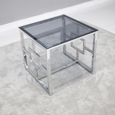 China Modern Luxury Design Side Table Set Stainless Steel Modern Home Furniture Rectangle Tea Table for sale