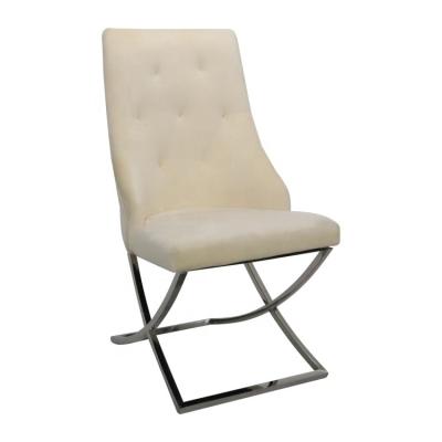 China Cooling Modern Dowell Velvet Stainless Steel High Back Dining Chairs for sale