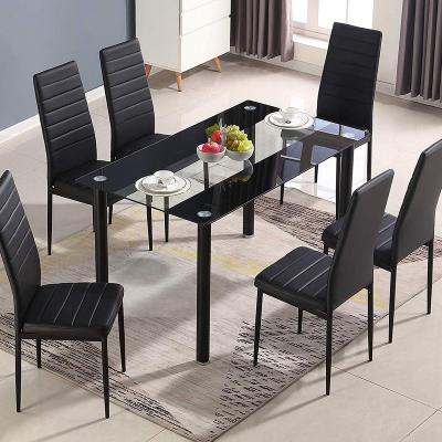 China Tempered Glass-Glass Dining Table Modern Dining Tables Set Rectangular Gold Luxury Extension Dining Table Sets for sale