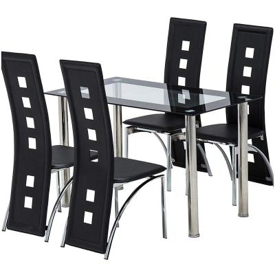 China Wholesale Tempered Glass Chairs Modern Dining Table Set Nordic Square Dining Table Set for sale