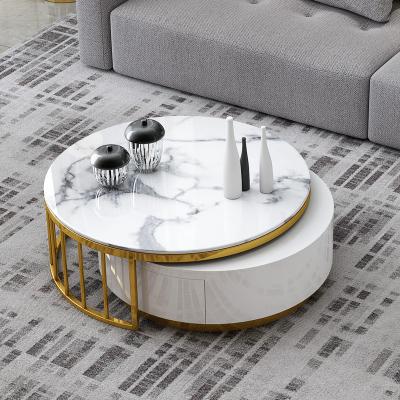 China Modern Multi Size Gold Stainless Steel End Coffee Table Marble Corner Multiple Combination Marble Top Coffee Table Set for sale