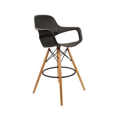 China (Size) Hot Selling PP Adjustable Seat Dining Chair Bar Chair With Beech Wooden Legs Plastic Bar Stool In France for sale