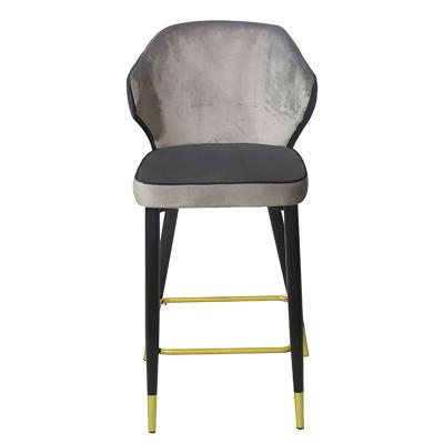 China Bar Stools (Height)Adjustable Modern Metal Legs Velvet High Chair for sale