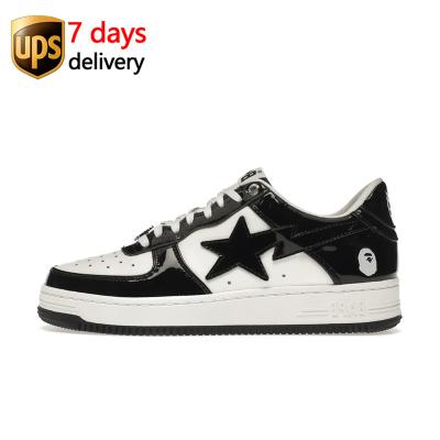 China 2022 street good quality contrast vibe patent leather EVA 001FWH701001_BLK_A EVA sneakers bapesta shoes bape shoes for sale