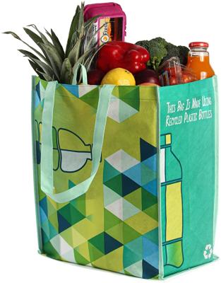 China 100% Eco-Friendly Reusable Groceries Tote Bag Made of Recycled Eco Friendly Heavy Duty Bags from RPET Plastic Bottles for sale