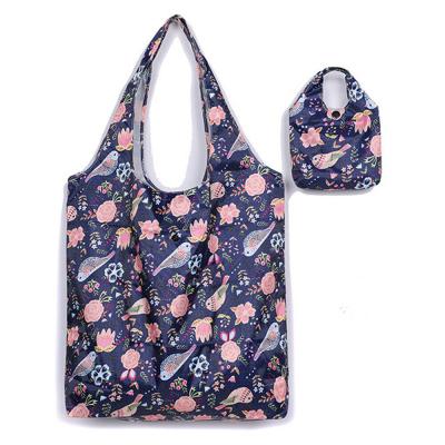 China Reusable Wholesale Eco-Friendly Durable Foldable Carry Bag Polyester Eco Friendly Easy Folding Tote Bag for sale