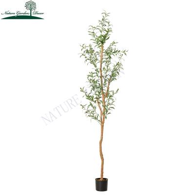 China Customized Real Touch Fake 7 Ft Hotel Decoration Ornament Olive Tree Olive Wood Branch Leaves Plant for sale