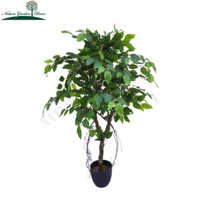 China Real Touch Real Touch Faux Ficus Green Leaves Plant Bonsai Plant Bonsai Table Decoration Mini Realistic Artificial Plants for sale