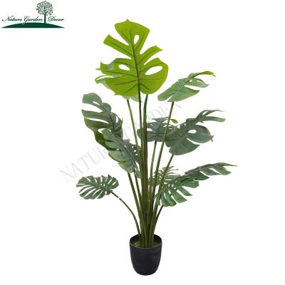 China Real Touch Modern UV Resistant Monstera Deliciosa Factory Supermarket Mall Fake Monstera Artificial Tree for sale