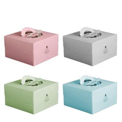 China 6 Inch White Card Window Cake Packing Box Cupcake Recyclable Portable Birthday Cake Box Cartoon Cake Boxes for sale