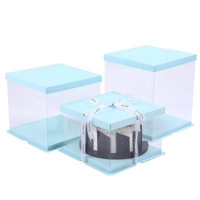 China Recyclable Custom Size Plastic Box Cake Box Birthday Gift Square Transparent Cake Box for sale