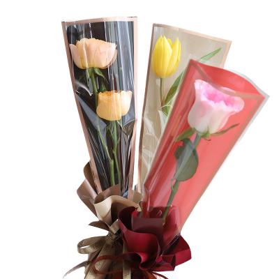 China Phnom Penh waterproof multi bag transparent flower packaging printed single word bouquet waterproof packaging bouquet packaging bag wholesa for sale