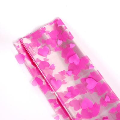 China Cellophane Pattern Heart Wrapping Paper Waterproof Holographic Transparent Flower Bouquet Cellophane Pattern Wrapping Paper for sale