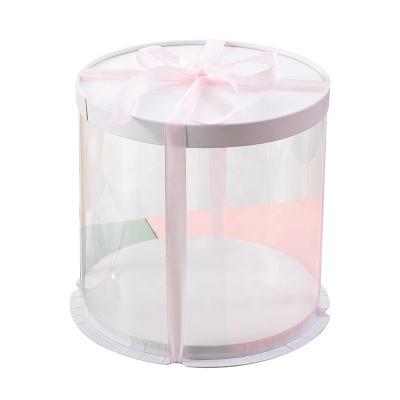 China Flower Recyclable Large Clear Cylindrical Transparent Gift Box Round Cake Pattern Exhibition Dustproof Storage Box for sale