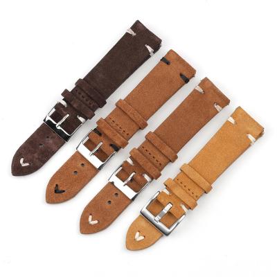 China Brand Vintage 18MM 20MM Spring Bar Brown Suede Luxury Fast 22MM Strap for sale