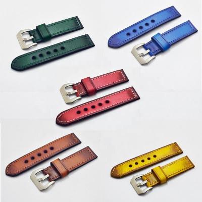 China DIY Plain 24mmm Cowhide Genuine Leather Strap Hand Made Vintage 20mm 22mm Leather for sale