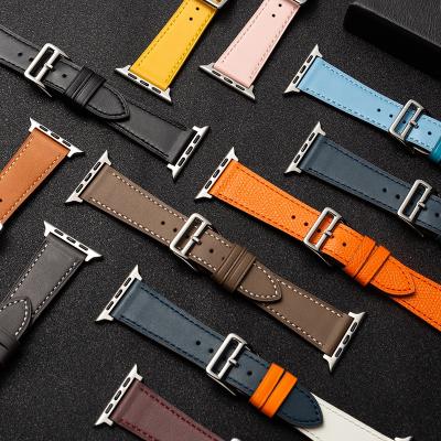 China Fashionable 38mm Lychee Pattern Layer Cowhide Leather Watch Strap Braecelt Band 42mm First Fit For iwatch SE6 5 4 3 2 Watches for sale