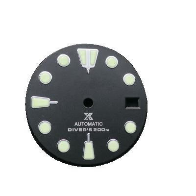 China Luxury Mod Watch Parts 28.5mm Black SKX007/SPR777 Dial Luminous Marks Date Window Suitable For NH35A/4R35 Dive Automatic Movement for sale