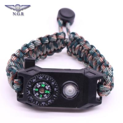 China Customized Adjustable Size Outdoor Bracelet Multifunctional Professional Led Light Christmas Gift Survival Luminous for sale