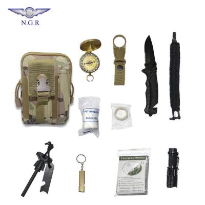 China Outdoor camping emergency multi tools emergency survival kit molle hiking bag with multi survival tools for sale