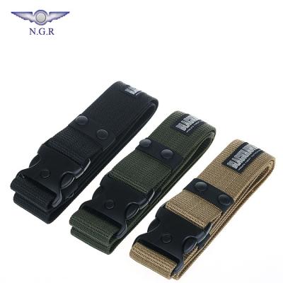 China Comfortable military tactical belt, heavy duty gun and work belt, quick webbing nylon belts with plastic buckle for sale