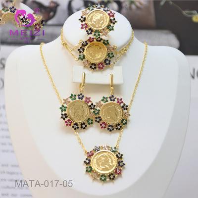 China High Quality Jewelry Set MEIZI Jewelry 18K Gold Plated Brands Set Designer Bracelet Earrings Necklace Jewelry Set For Women for sale